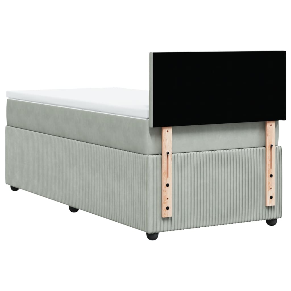 Boxspring met matras fluweel lichtgrijs 80x200 cm Bedden & bedframes | Creëer jouw Trendy Thuis | Gratis bezorgd & Retour | Trendy.nl