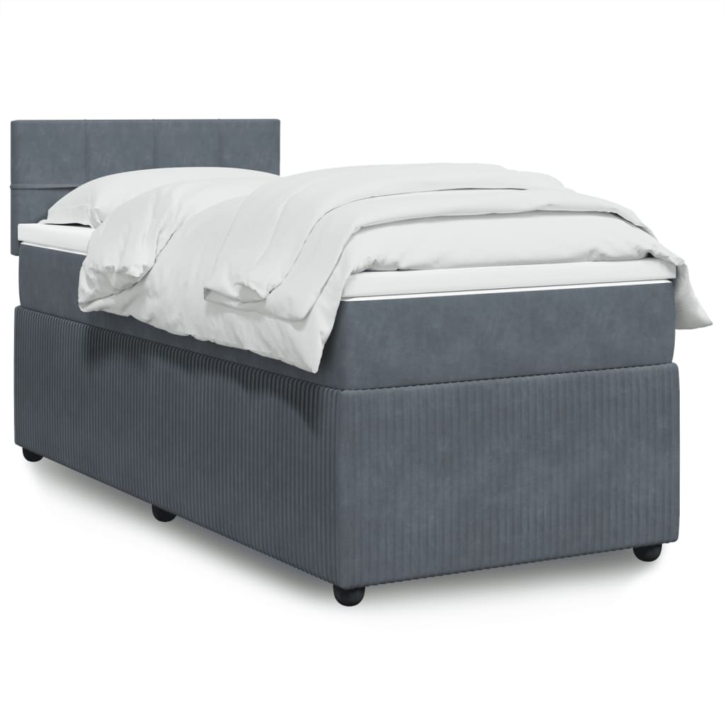 Boxspring met matras fluweel donkergrijs 80x200 cm Bedden & bedframes | Creëer jouw Trendy Thuis | Gratis bezorgd & Retour | Trendy.nl