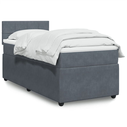 Boxspring met matras fluweel donkergrijs 80x200 cm Bedden & bedframes | Creëer jouw Trendy Thuis | Gratis bezorgd & Retour | Trendy.nl