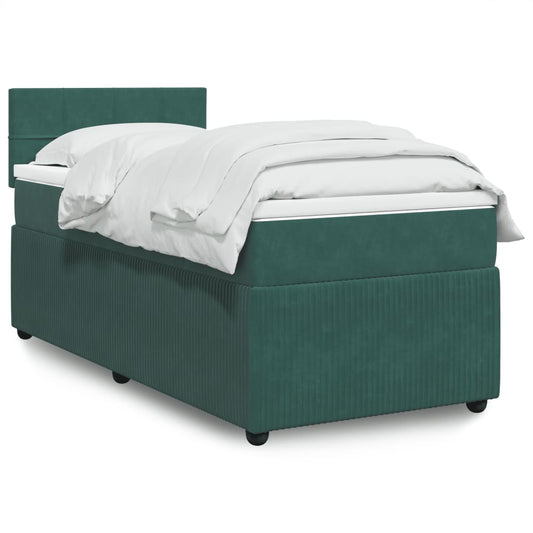 Boxspring met matras fluweel donkergroen 80x200 cm Bedden & bedframes | Creëer jouw Trendy Thuis | Gratis bezorgd & Retour | Trendy.nl