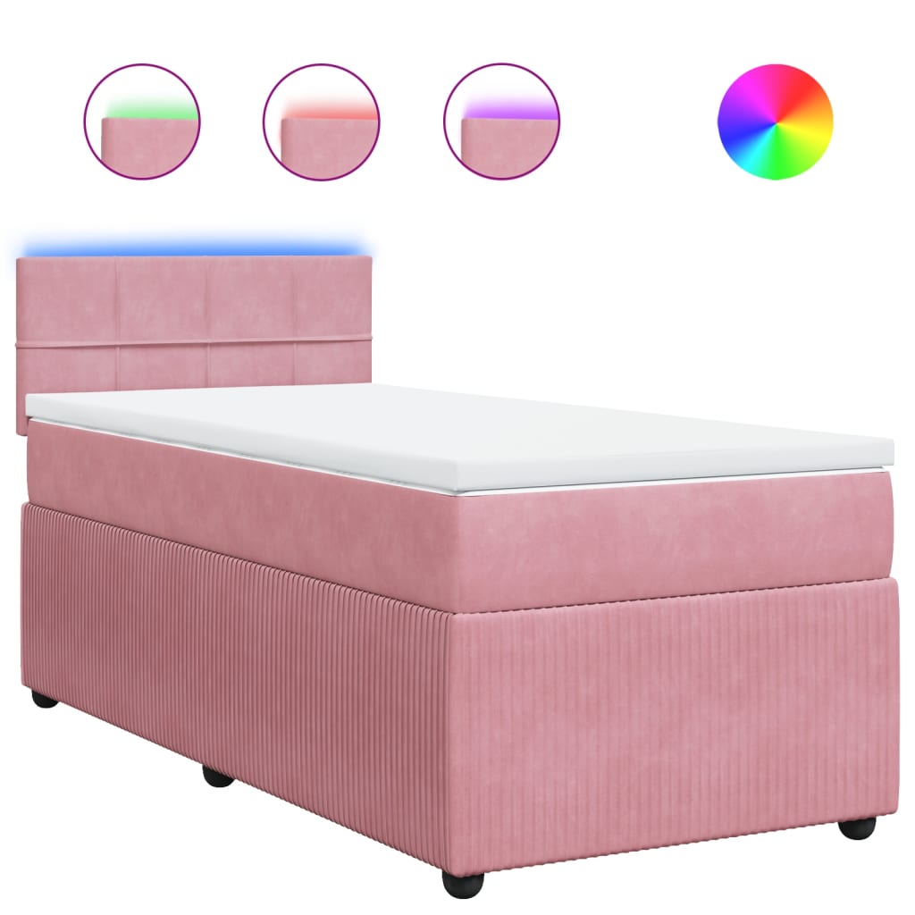 Boxspring met matras fluweel roze 80x200 cm Bedden & bedframes | Creëer jouw Trendy Thuis | Gratis bezorgd & Retour | Trendy.nl