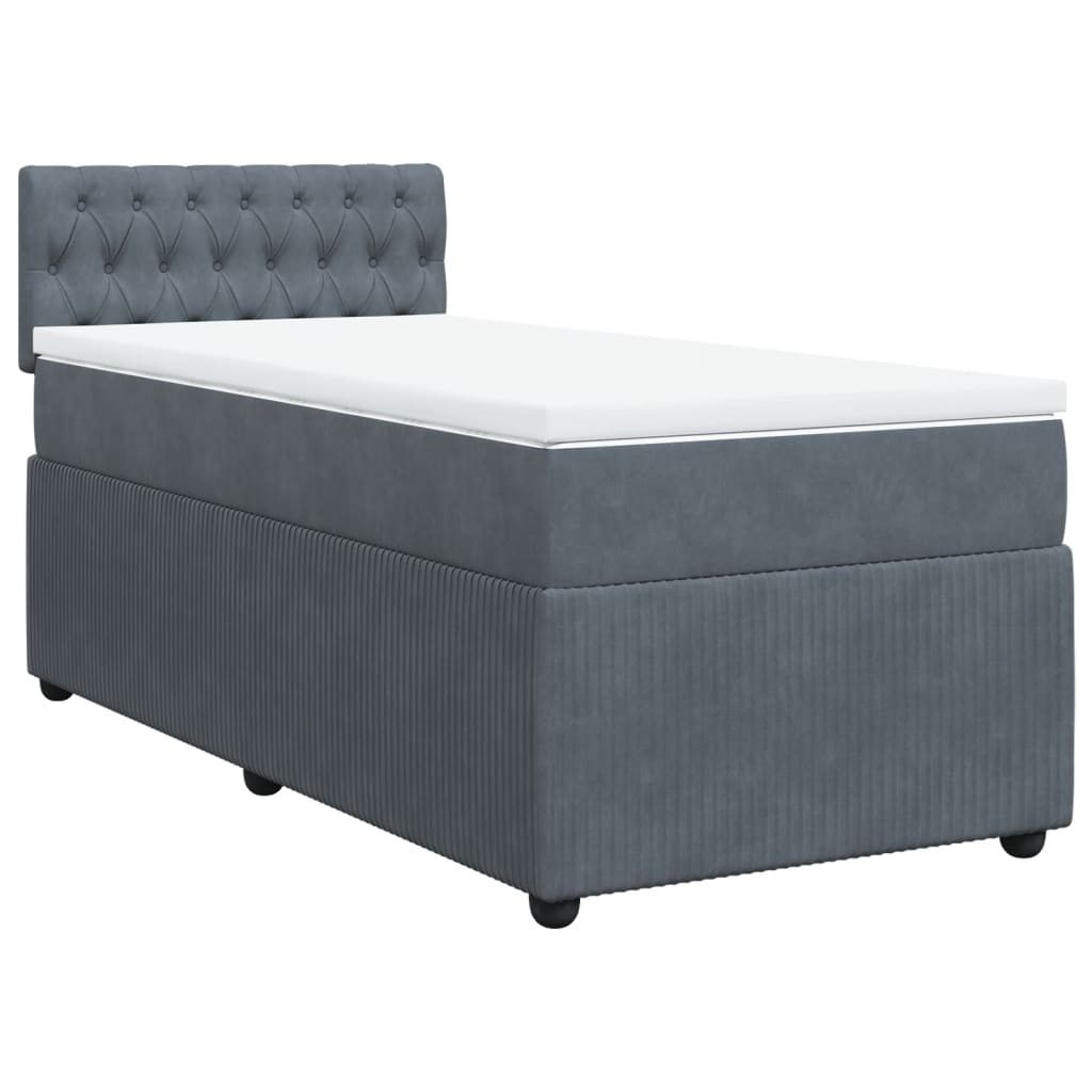 Boxspring met matras fluweel donkergrijs 80x200 cm Bedden & bedframes | Creëer jouw Trendy Thuis | Gratis bezorgd & Retour | Trendy.nl