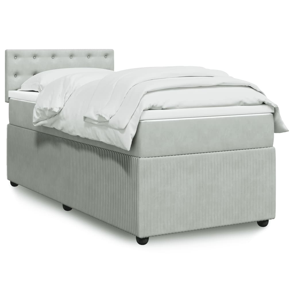 Boxspring met matras fluweel lichtgrijs 80x200 cm Bedden & bedframes | Creëer jouw Trendy Thuis | Gratis bezorgd & Retour | Trendy.nl