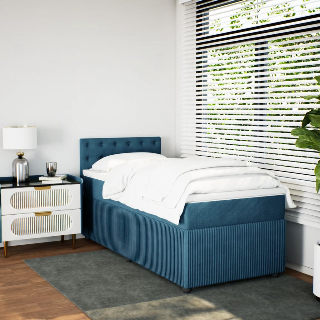 Boxspring met matras fluweel blauw 80x200 cm Bedden & bedframes | Creëer jouw Trendy Thuis | Gratis bezorgd & Retour | Trendy.nl