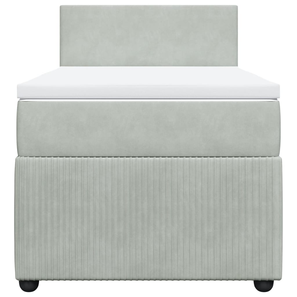 Boxspring met matras fluweel lichtgrijs 90x190 cm Bedden & bedframes | Creëer jouw Trendy Thuis | Gratis bezorgd & Retour | Trendy.nl