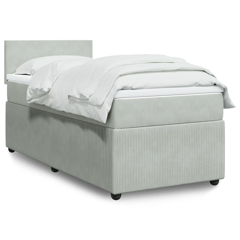 Boxspring met matras fluweel lichtgrijs 90x190 cm Bedden & bedframes | Creëer jouw Trendy Thuis | Gratis bezorgd & Retour | Trendy.nl