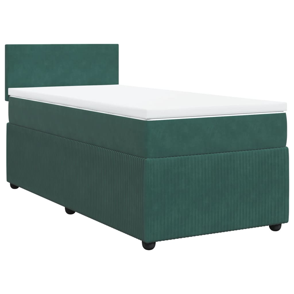 Boxspring met matras fluweel donkergroen 90x190 cm Bedden & bedframes | Creëer jouw Trendy Thuis | Gratis bezorgd & Retour | Trendy.nl