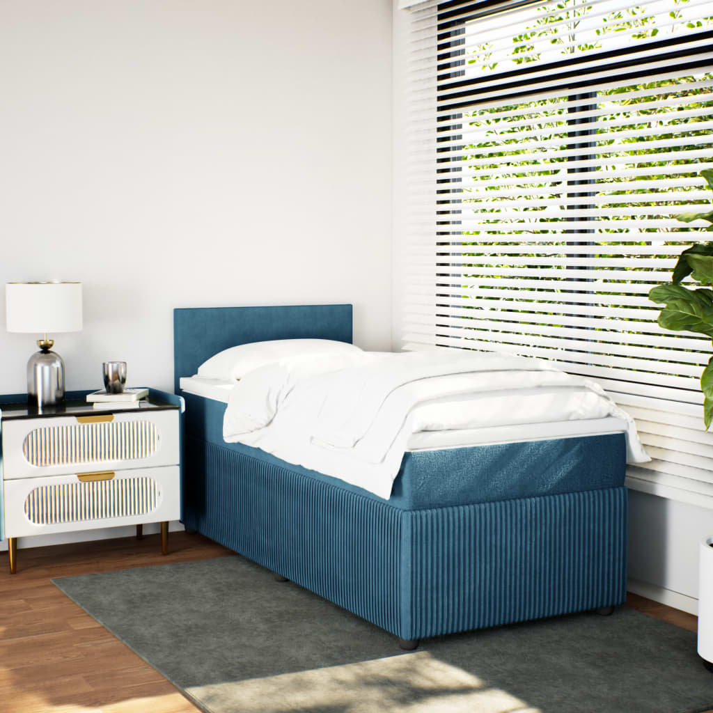 Boxspring met matras fluweel blauw 90x190 cm Bedden & bedframes | Creëer jouw Trendy Thuis | Gratis bezorgd & Retour | Trendy.nl