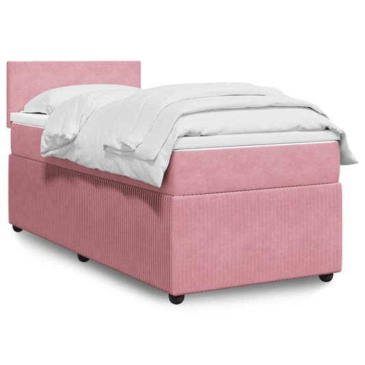 Boxspring met matras fluweel roze 90x190 cm Bedden & bedframes | Creëer jouw Trendy Thuis | Gratis bezorgd & Retour | Trendy.nl