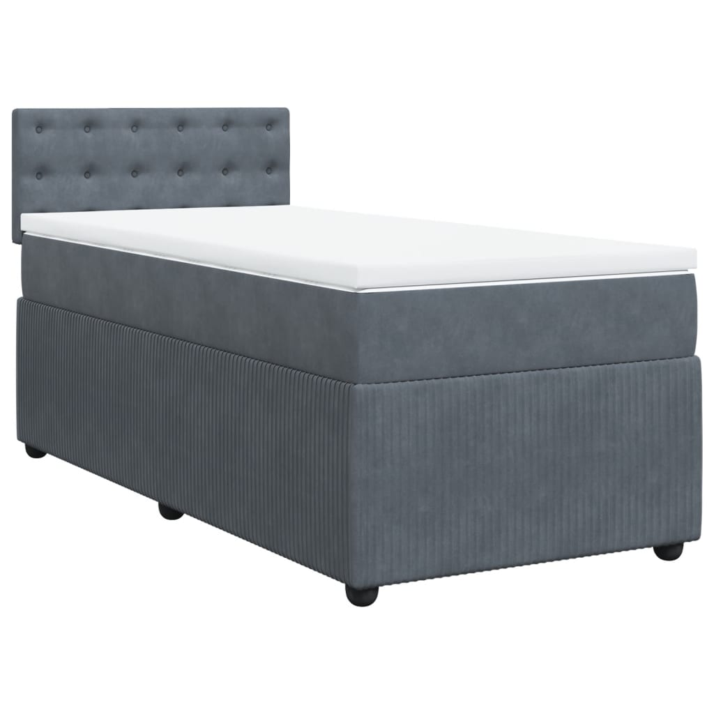 Boxspring met matras fluweel donkergrijs 90x190 cm Bedden & bedframes | Creëer jouw Trendy Thuis | Gratis bezorgd & Retour | Trendy.nl