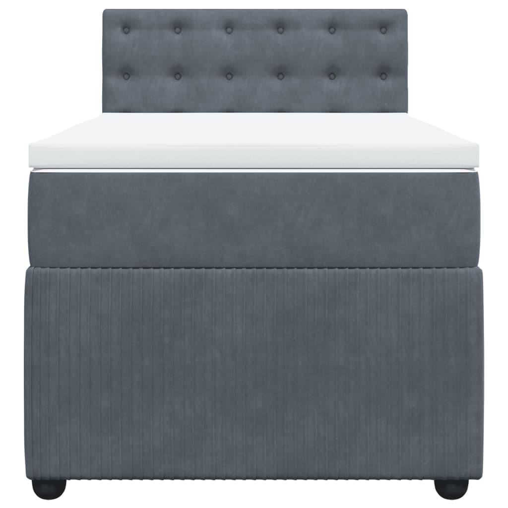 Boxspring met matras fluweel donkergrijs 90x190 cm Bedden & bedframes | Creëer jouw Trendy Thuis | Gratis bezorgd & Retour | Trendy.nl