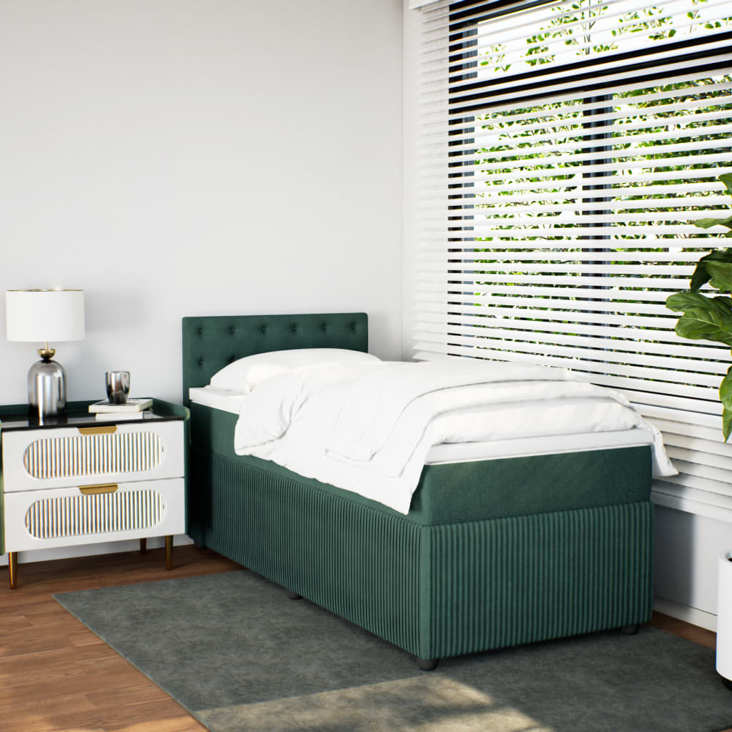 Boxspring met matras fluweel donkergroen 90x190 cm Bedden & bedframes | Creëer jouw Trendy Thuis | Gratis bezorgd & Retour | Trendy.nl