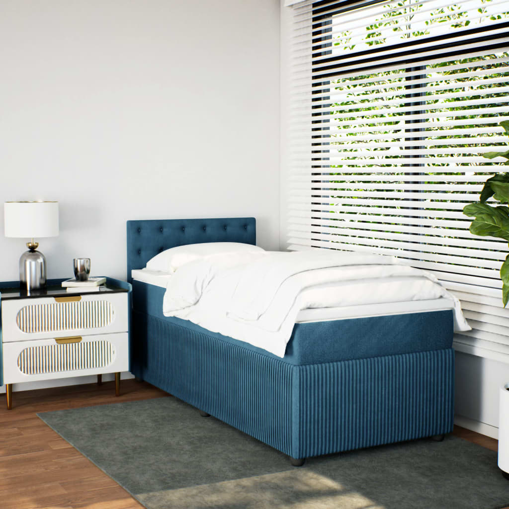 Boxspring met matras fluweel blauw 90x190 cm Bedden & bedframes | Creëer jouw Trendy Thuis | Gratis bezorgd & Retour | Trendy.nl