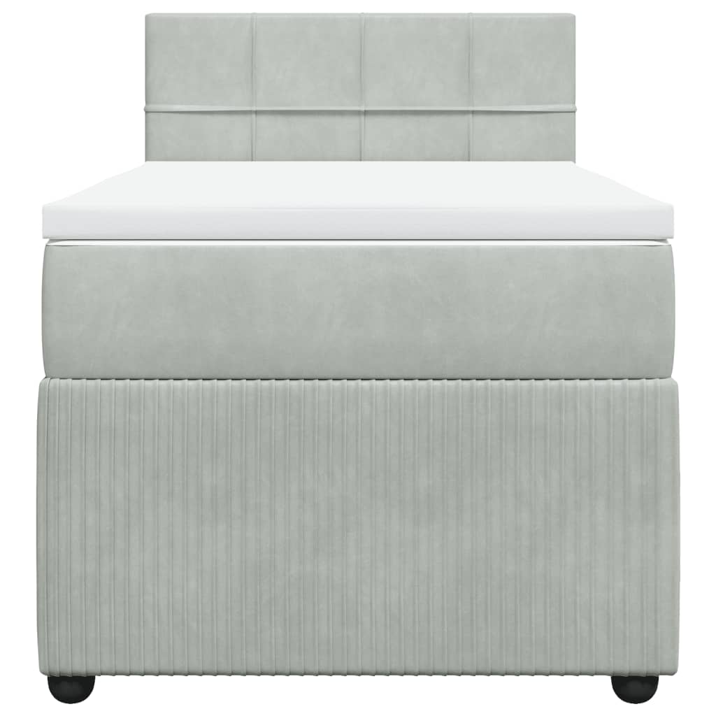 Boxspring met matras fluweel lichtgrijs 90x190 cm Bedden & bedframes | Creëer jouw Trendy Thuis | Gratis bezorgd & Retour | Trendy.nl