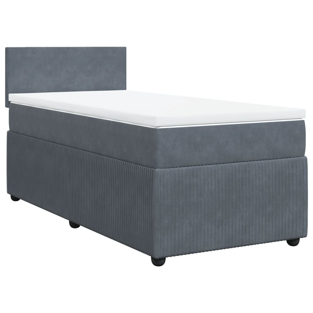 Boxspring met matras fluweel donkergrijs 90x200 cm Bedden & bedframes | Creëer jouw Trendy Thuis | Gratis bezorgd & Retour | Trendy.nl