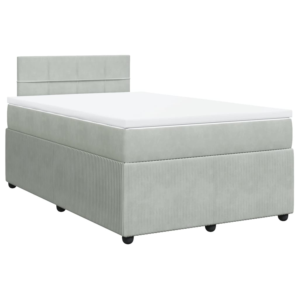 Boxspring met matras fluweel lichtgrijs 120x190 cm Bedden & bedframes | Creëer jouw Trendy Thuis | Gratis bezorgd & Retour | Trendy.nl