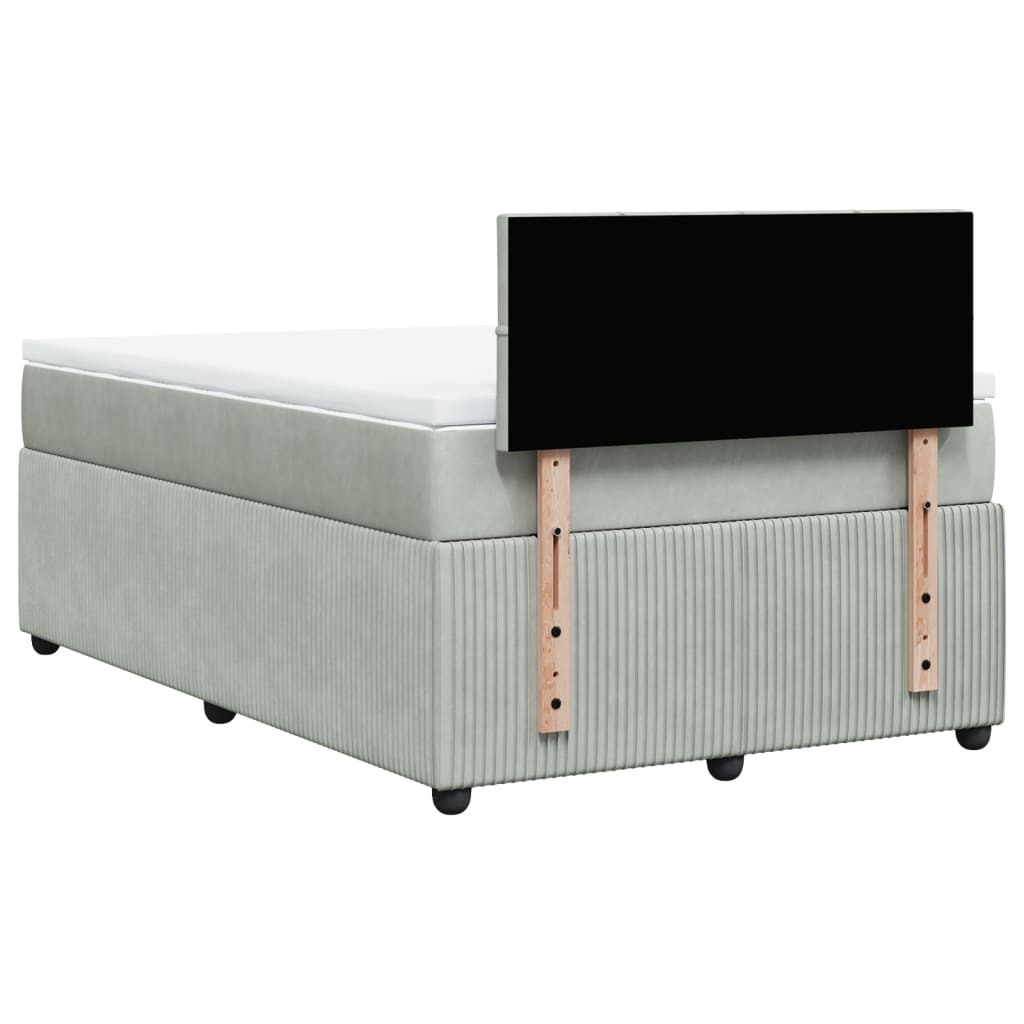 Boxspring met matras fluweel lichtgrijs 120x190 cm Bedden & bedframes | Creëer jouw Trendy Thuis | Gratis bezorgd & Retour | Trendy.nl