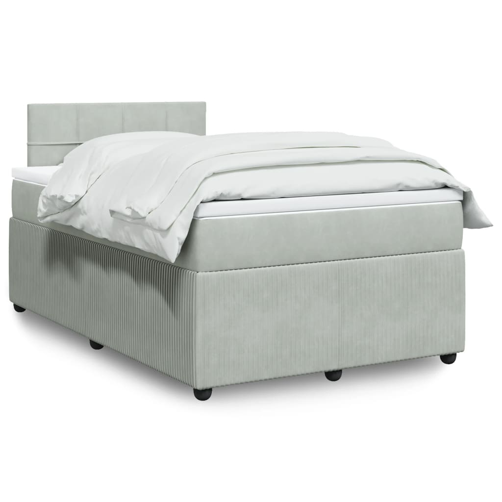 Boxspring met matras fluweel lichtgrijs 120x190 cm Bedden & bedframes | Creëer jouw Trendy Thuis | Gratis bezorgd & Retour | Trendy.nl