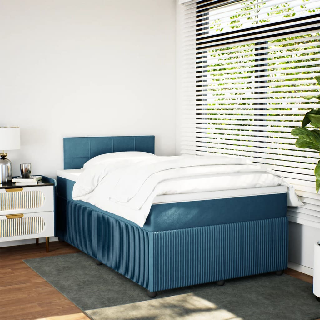 Boxspring met matras fluweel blauw 120x190 cm Bedden & bedframes | Creëer jouw Trendy Thuis | Gratis bezorgd & Retour | Trendy.nl