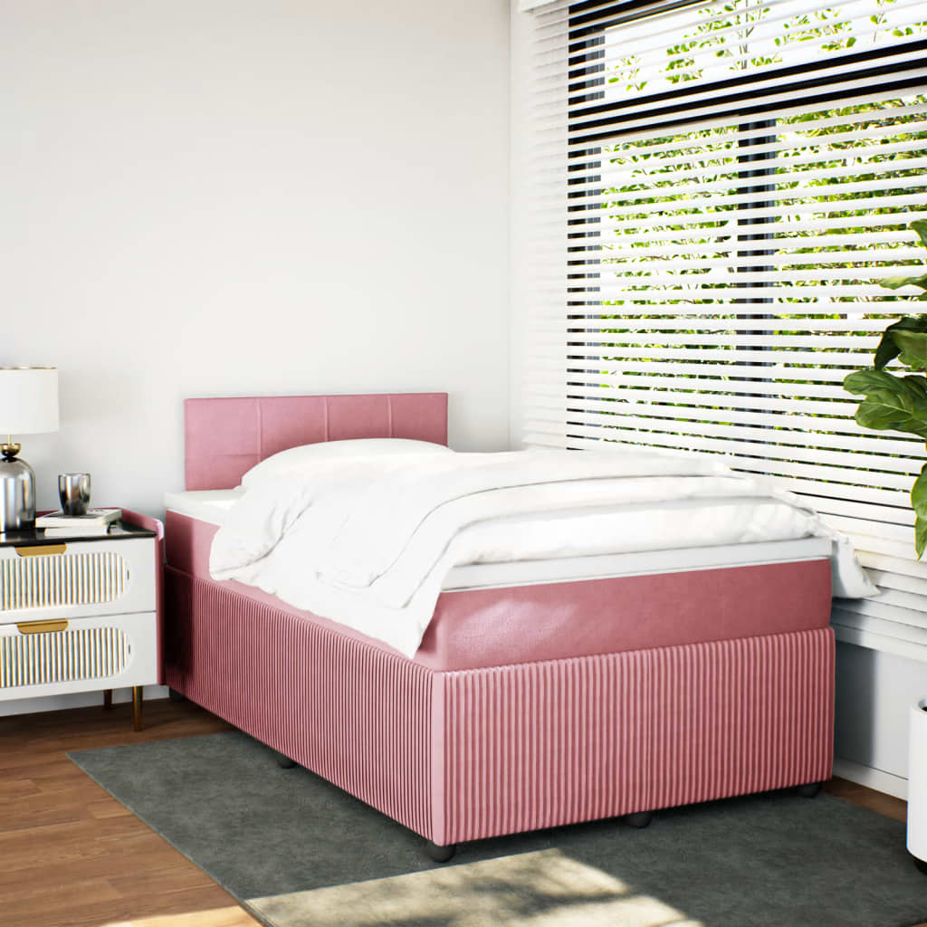 Boxspring met matras fluweel roze 120x190 cm Bedden & bedframes | Creëer jouw Trendy Thuis | Gratis bezorgd & Retour | Trendy.nl