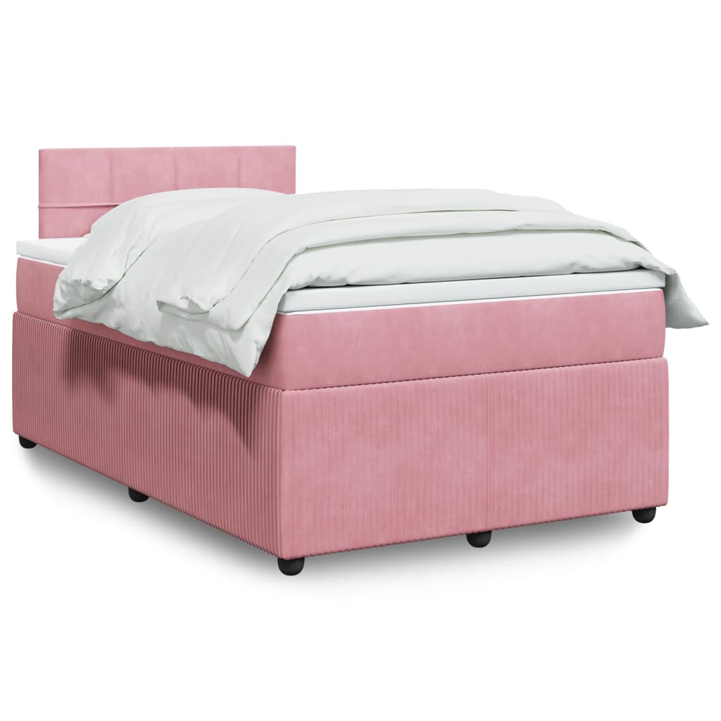 Boxspring met matras fluweel roze 120x190 cm Bedden & bedframes | Creëer jouw Trendy Thuis | Gratis bezorgd & Retour | Trendy.nl