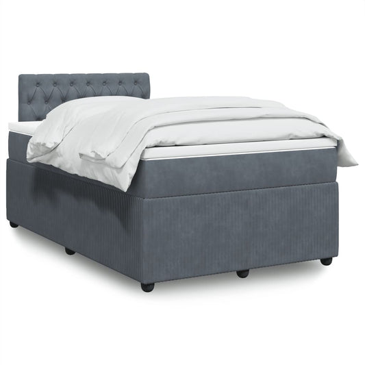 Boxspring met matras fluweel donkergrijs 120x190 cm Bedden & bedframes | Creëer jouw Trendy Thuis | Gratis bezorgd & Retour | Trendy.nl