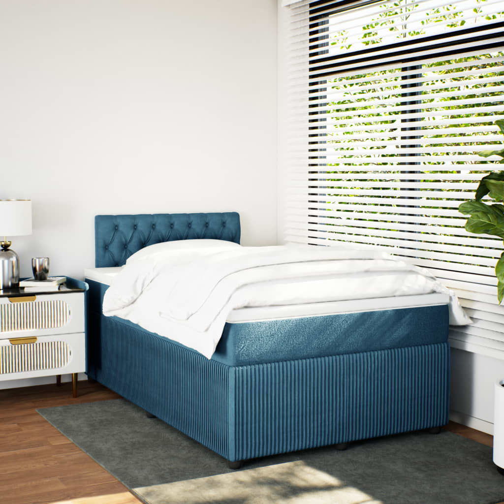 Boxspring met matras fluweel blauw 120x190 cm