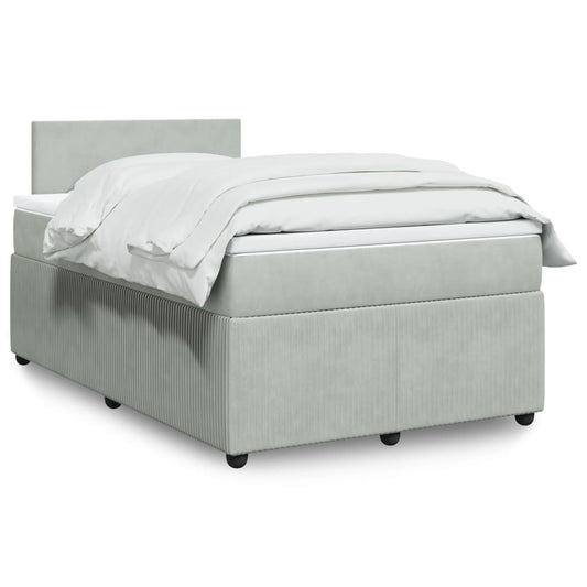 Boxspring met matras fluweel lichtgrijs 120x200 cm Bedden & bedframes | Creëer jouw Trendy Thuis | Gratis bezorgd & Retour | Trendy.nl