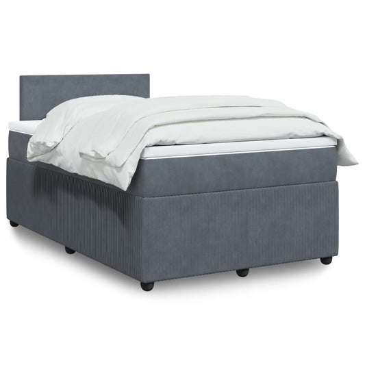 Boxspring met matras fluweel donkergrijs 120x200 cm Bedden & bedframes | Creëer jouw Trendy Thuis | Gratis bezorgd & Retour | Trendy.nl