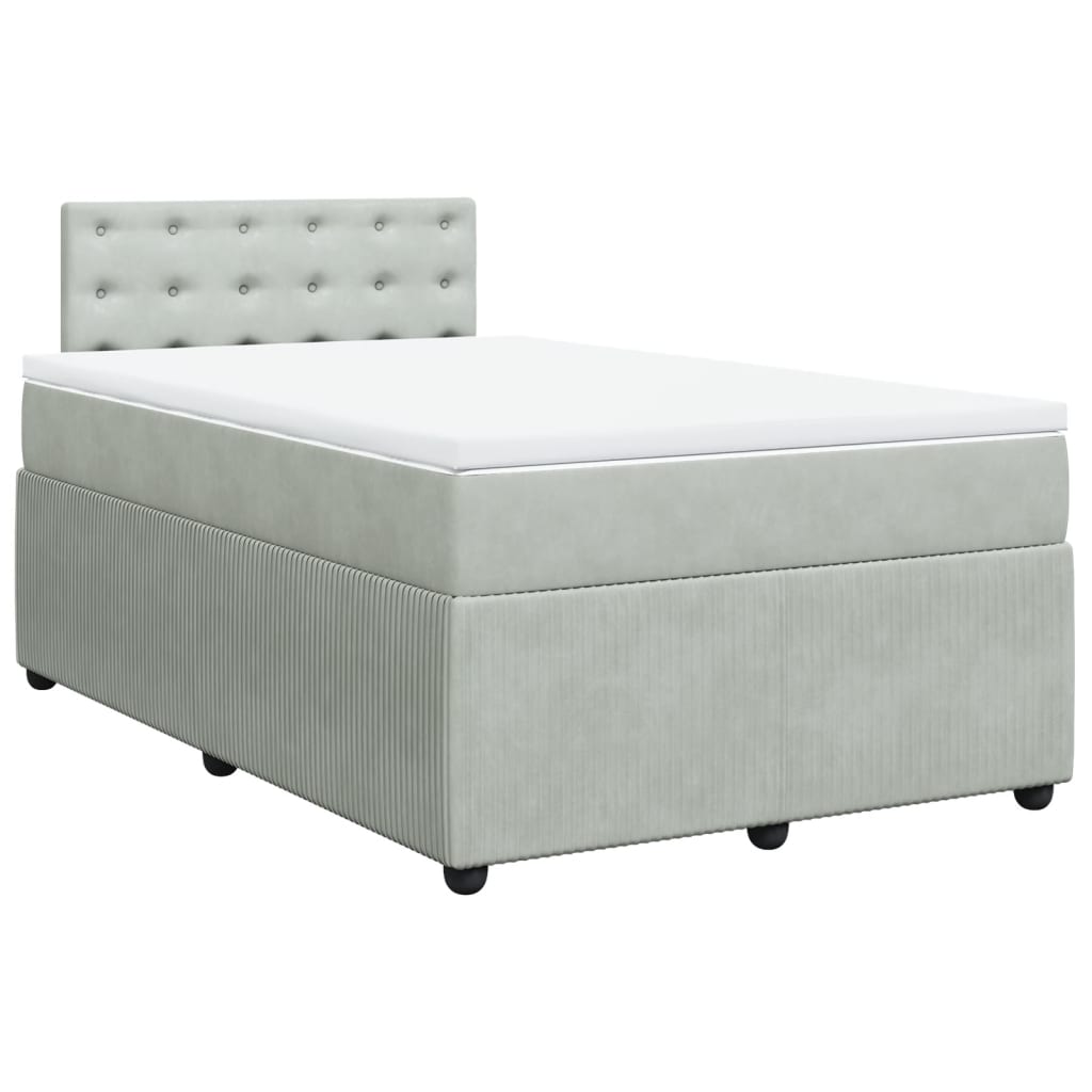 Boxspring met matras fluweel lichtgrijs 120x200 cm Bedden & bedframes | Creëer jouw Trendy Thuis | Gratis bezorgd & Retour | Trendy.nl