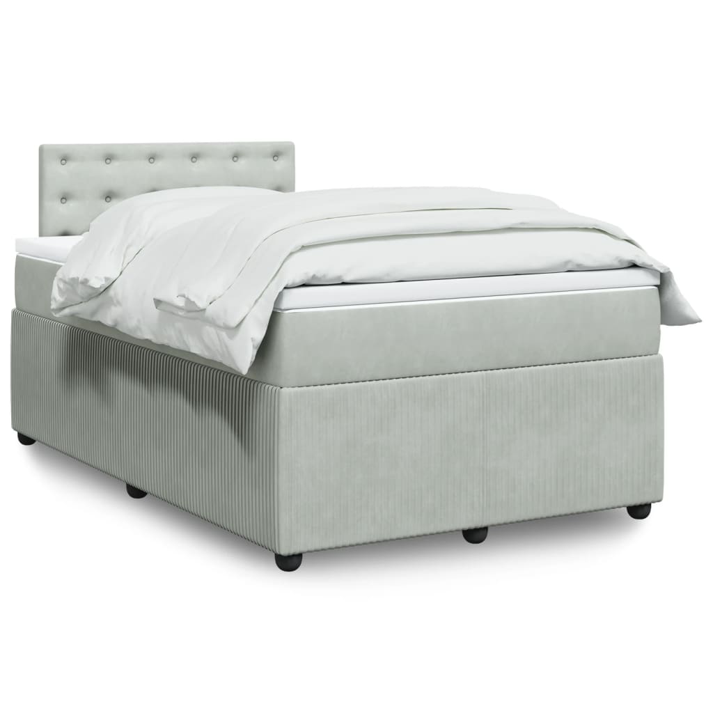 Boxspring met matras fluweel lichtgrijs 120x200 cm Bedden & bedframes | Creëer jouw Trendy Thuis | Gratis bezorgd & Retour | Trendy.nl