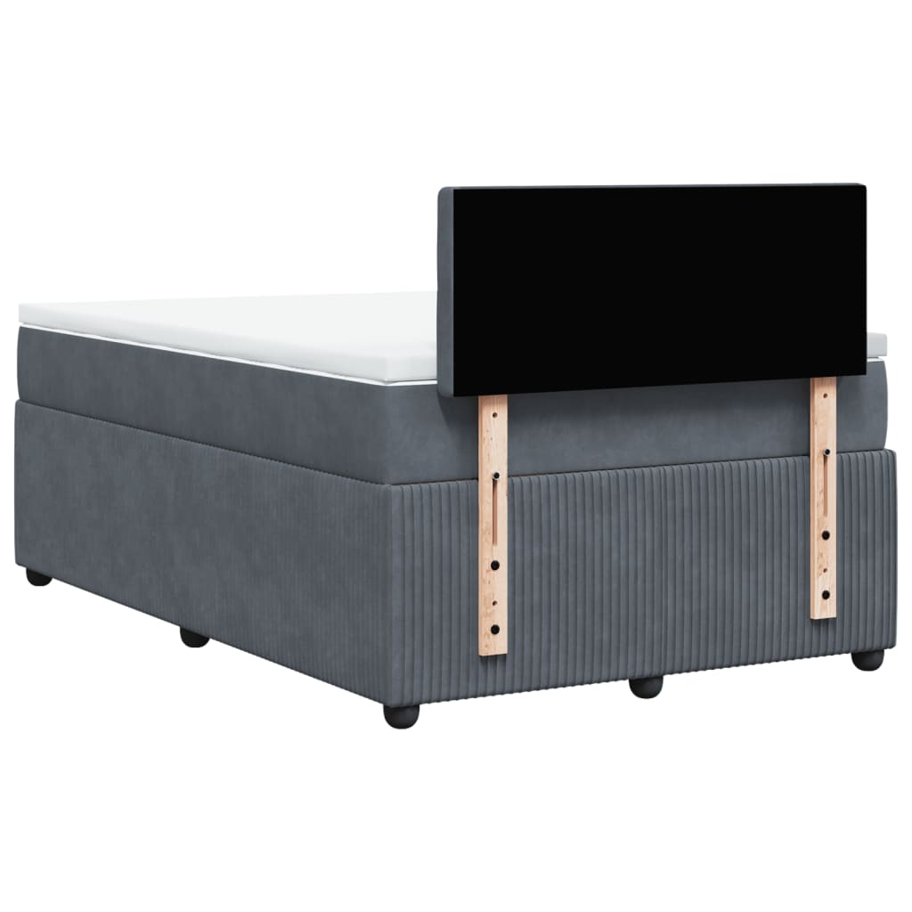 Boxspring met matras fluweel donkergrijs 120x200 cm Bedden & bedframes | Creëer jouw Trendy Thuis | Gratis bezorgd & Retour | Trendy.nl