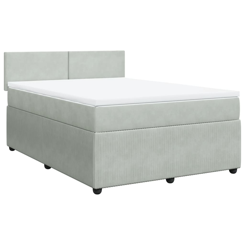 Boxspring met matras fluweel lichtgrijs 140x190 cm Bedden & bedframes | Creëer jouw Trendy Thuis | Gratis bezorgd & Retour | Trendy.nl