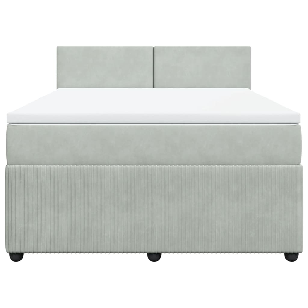 Boxspring met matras fluweel lichtgrijs 140x190 cm Bedden & bedframes | Creëer jouw Trendy Thuis | Gratis bezorgd & Retour | Trendy.nl