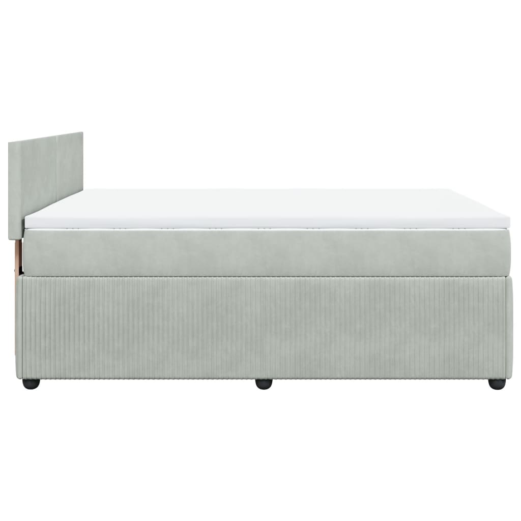 Boxspring met matras fluweel lichtgrijs 140x190 cm Bedden & bedframes | Creëer jouw Trendy Thuis | Gratis bezorgd & Retour | Trendy.nl