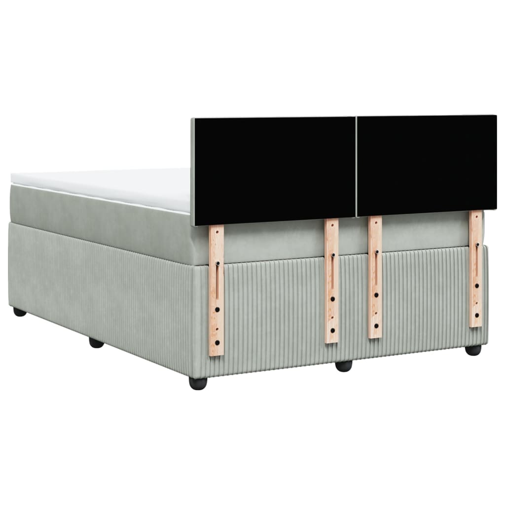 Boxspring met matras fluweel lichtgrijs 140x190 cm Bedden & bedframes | Creëer jouw Trendy Thuis | Gratis bezorgd & Retour | Trendy.nl