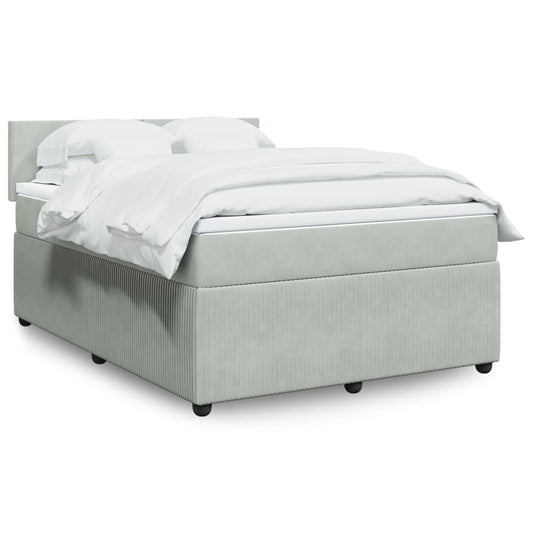 Boxspring met matras fluweel lichtgrijs 140x190 cm Bedden & bedframes | Creëer jouw Trendy Thuis | Gratis bezorgd & Retour | Trendy.nl