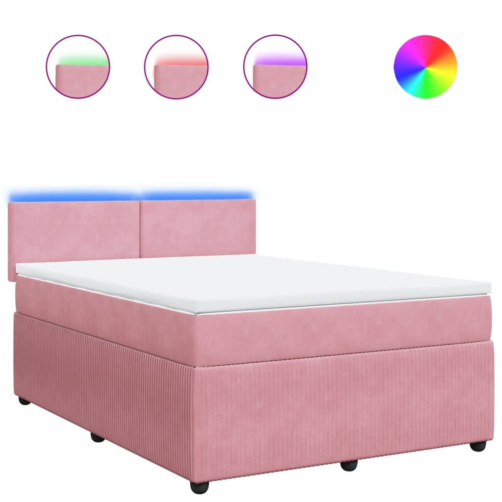 Boxspring met matras fluweel roze 140x190 cm Bedden & bedframes | Creëer jouw Trendy Thuis | Gratis bezorgd & Retour | Trendy.nl