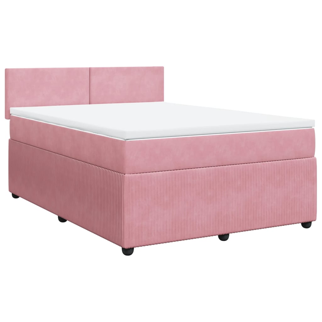 Boxspring met matras fluweel roze 140x190 cm Bedden & bedframes | Creëer jouw Trendy Thuis | Gratis bezorgd & Retour | Trendy.nl