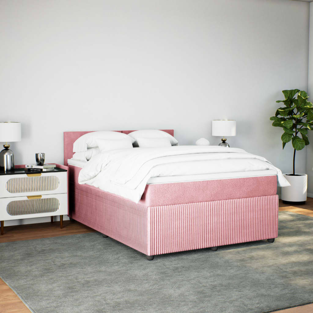 Boxspring met matras fluweel roze 140x190 cm Bedden & bedframes | Creëer jouw Trendy Thuis | Gratis bezorgd & Retour | Trendy.nl