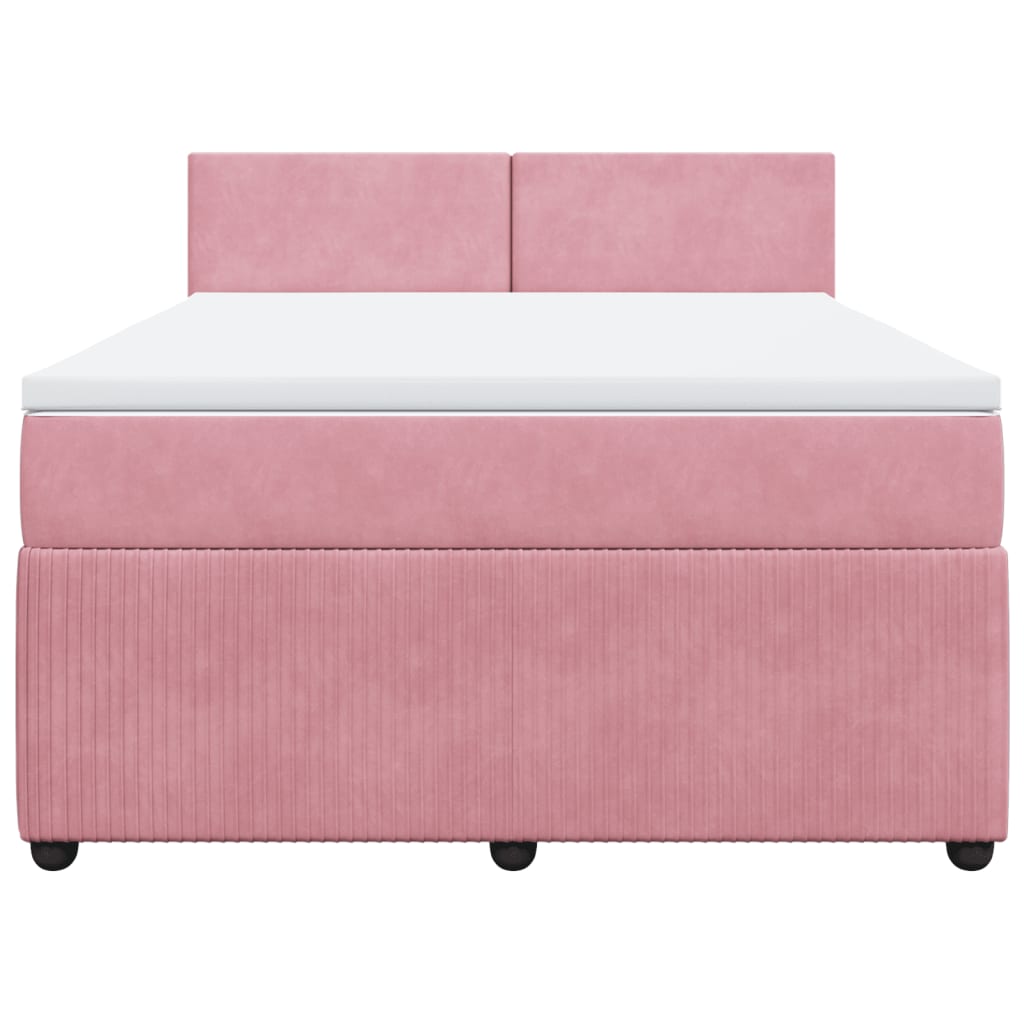 Boxspring met matras fluweel roze 140x190 cm Bedden & bedframes | Creëer jouw Trendy Thuis | Gratis bezorgd & Retour | Trendy.nl