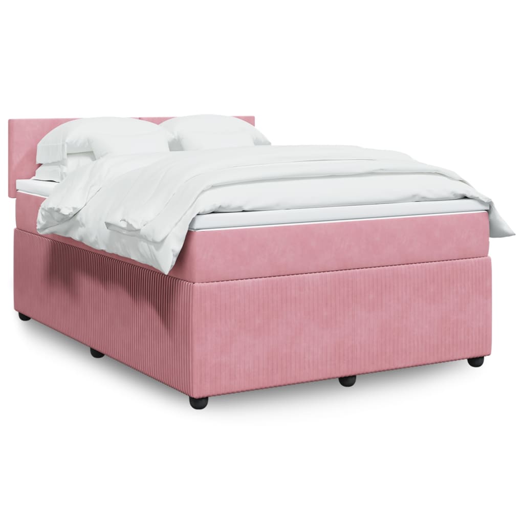 Boxspring met matras fluweel roze 140x190 cm Bedden & bedframes | Creëer jouw Trendy Thuis | Gratis bezorgd & Retour | Trendy.nl