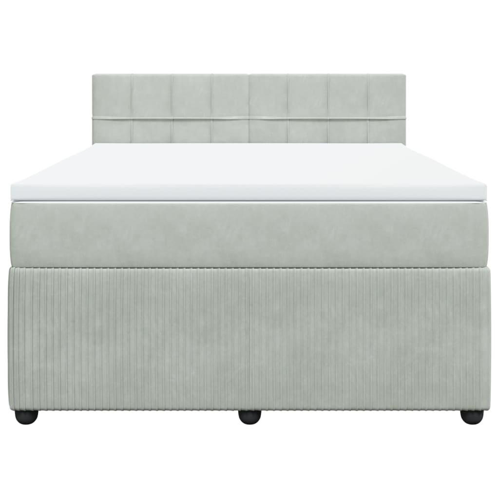 Boxspring met matras fluweel lichtgrijs 140x190 cm Bedden & bedframes | Creëer jouw Trendy Thuis | Gratis bezorgd & Retour | Trendy.nl