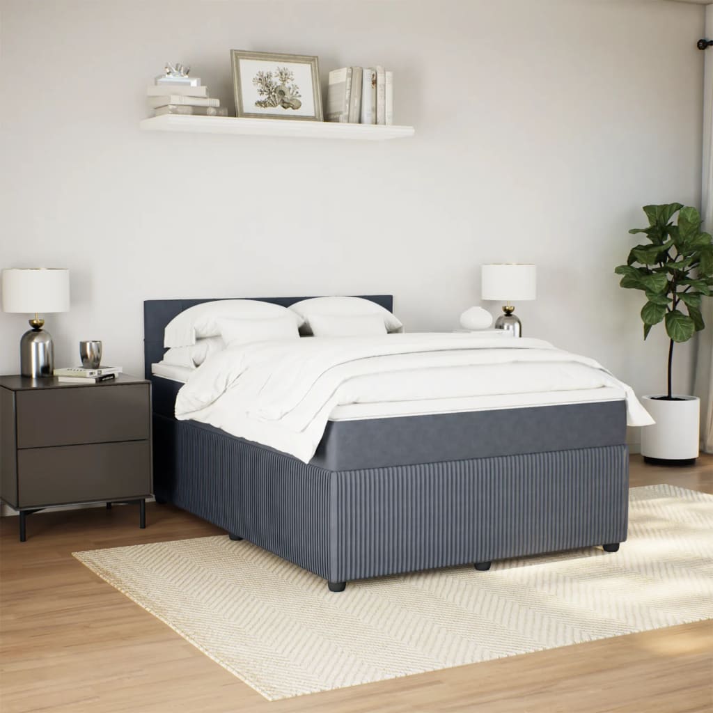 Boxspring met matras fluweel donkergrijs 140x190 cm Bedden & bedframes | Creëer jouw Trendy Thuis | Gratis bezorgd & Retour | Trendy.nl