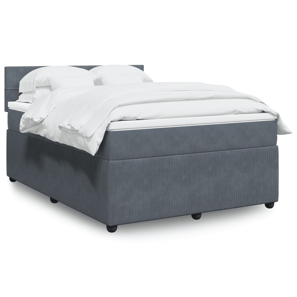 Boxspring met matras fluweel donkergrijs 140x190 cm Bedden & bedframes | Creëer jouw Trendy Thuis | Gratis bezorgd & Retour | Trendy.nl