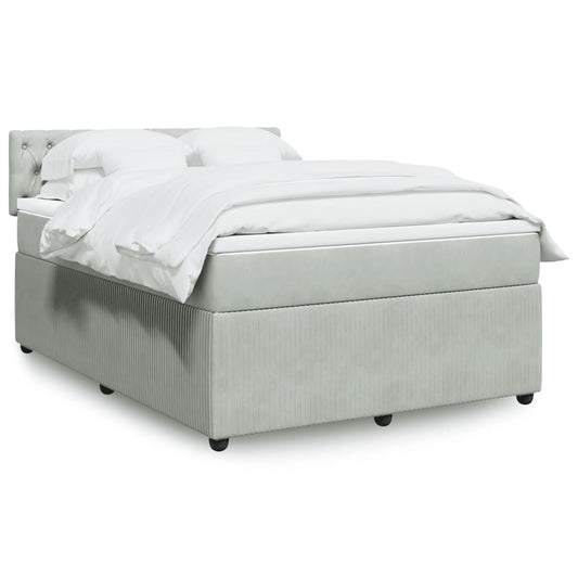 Boxspring met matras fluweel lichtgrijs 140x190 cm Bedden & bedframes | Creëer jouw Trendy Thuis | Gratis bezorgd & Retour | Trendy.nl