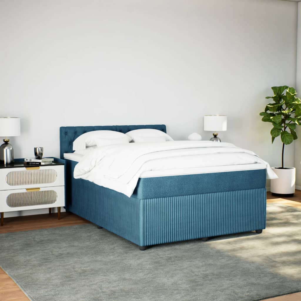 Boxspring met matras fluweel blauw 140x190 cm