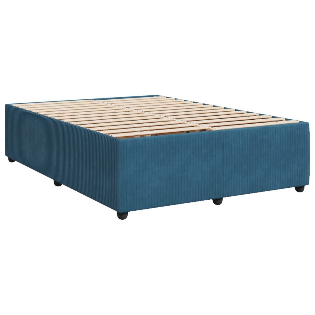 Boxspring met matras fluweel blauw 140x190 cm