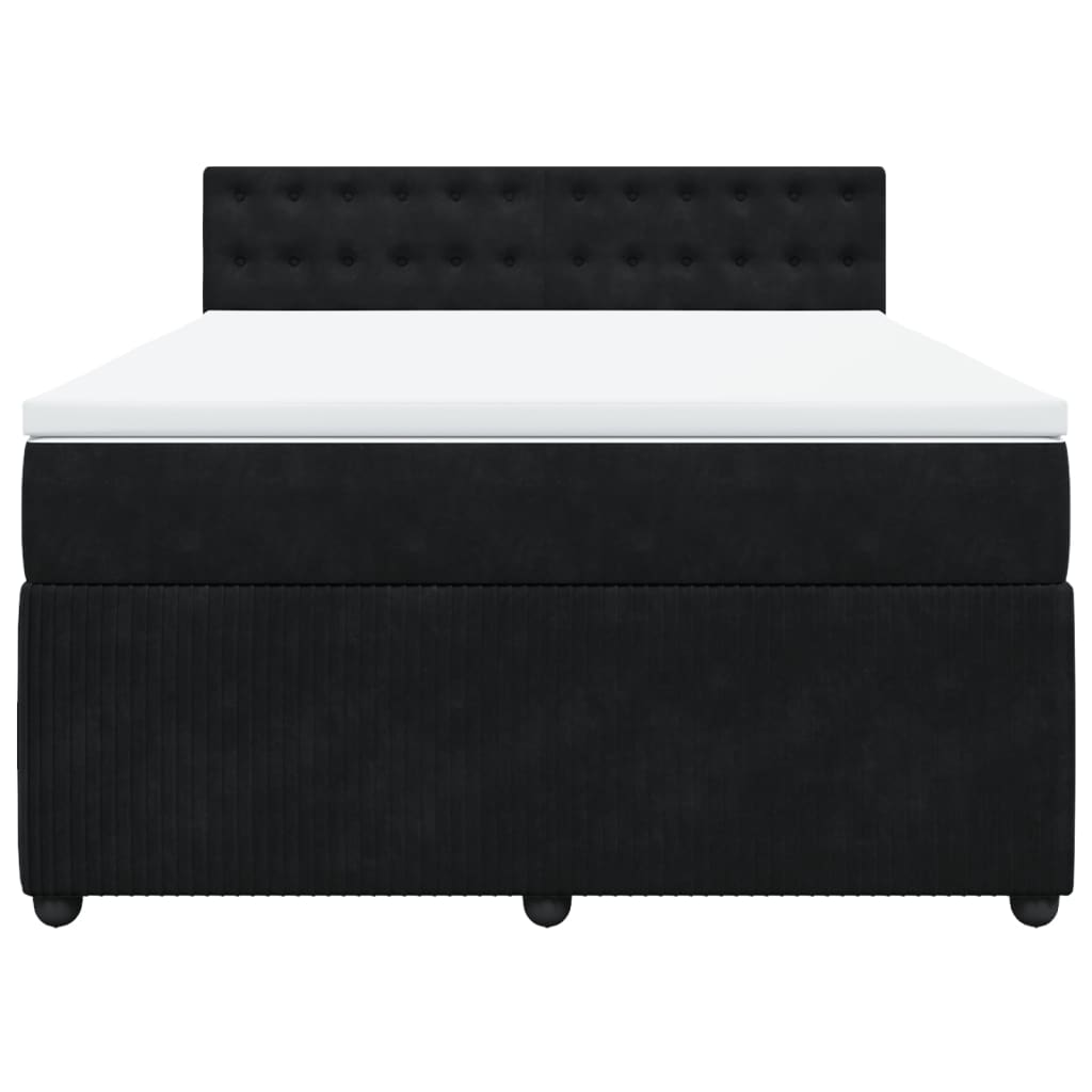 Boxspring met matras fluweel zwart 140x190 cm Bedden & bedframes | Creëer jouw Trendy Thuis | Gratis bezorgd & Retour | Trendy.nl