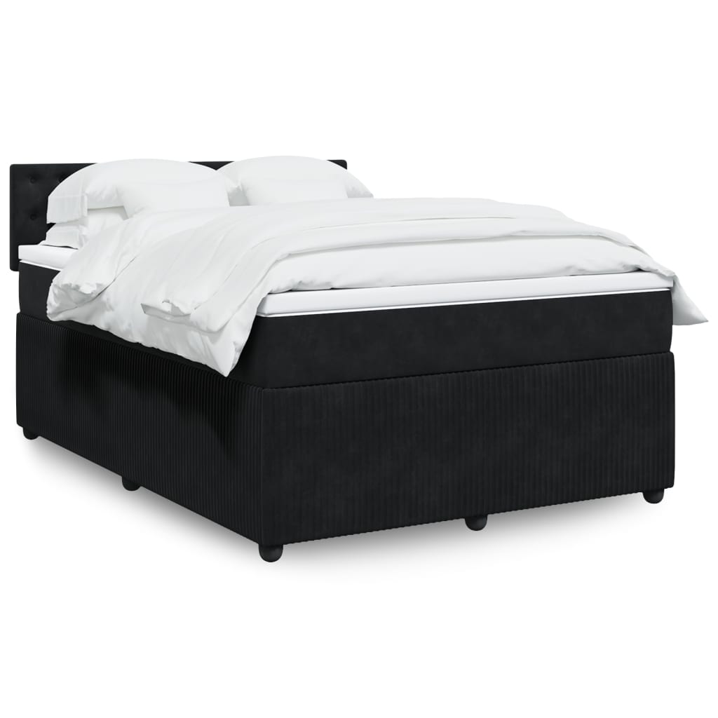 Boxspring met matras fluweel zwart 140x190 cm Bedden & bedframes | Creëer jouw Trendy Thuis | Gratis bezorgd & Retour | Trendy.nl